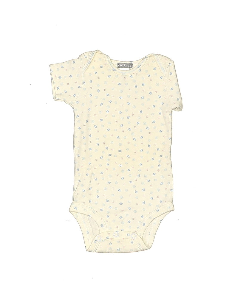 Carter's 100% Cotton Stars Polka Dots Ivory Short Sleeve Onesie 0-3 MO / 3 MO - photo 1