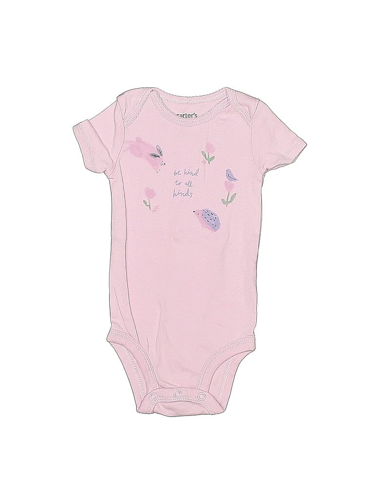 Click to view more detailed imagery on our partner's website Pre-owned Just One Year By Carter's Babies' Short Sleeve Onesie In Pink