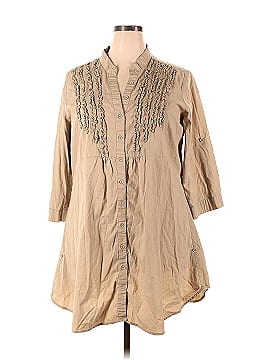 Drama Gold 3/4 Sleeve Button-Down Shirt (view 1)