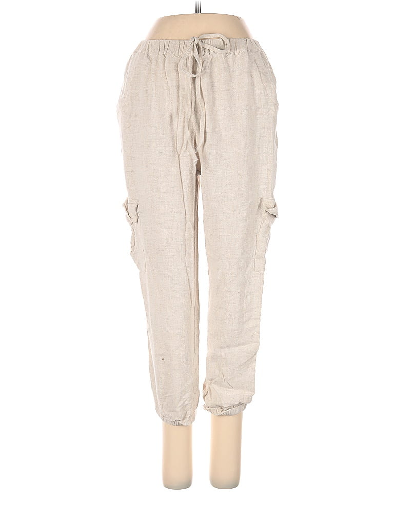 Umgee Linen Printed Wide Leg Raw Hem Pants