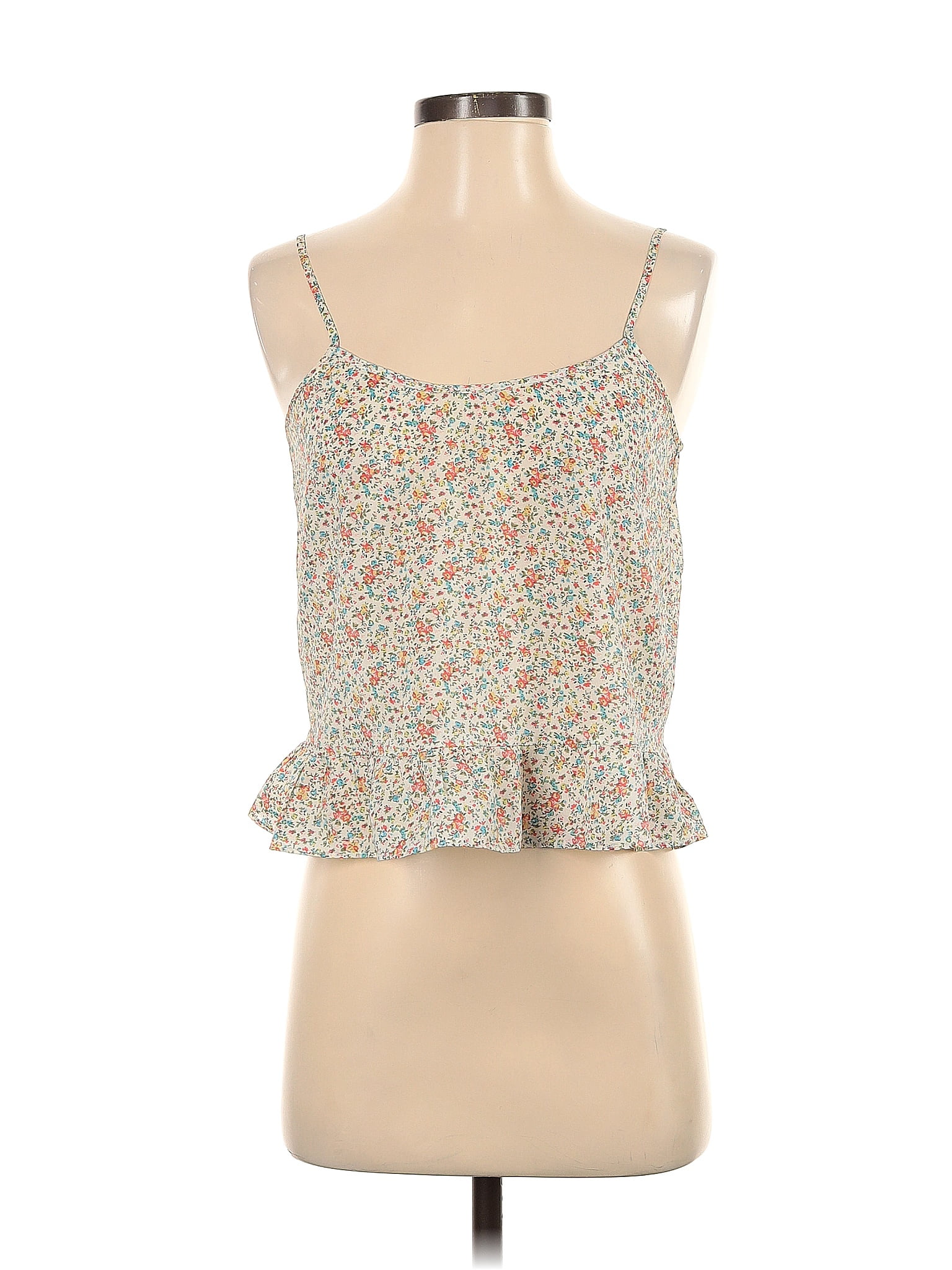 I Love H81 100% Polyester Ivory Tank Top Size S