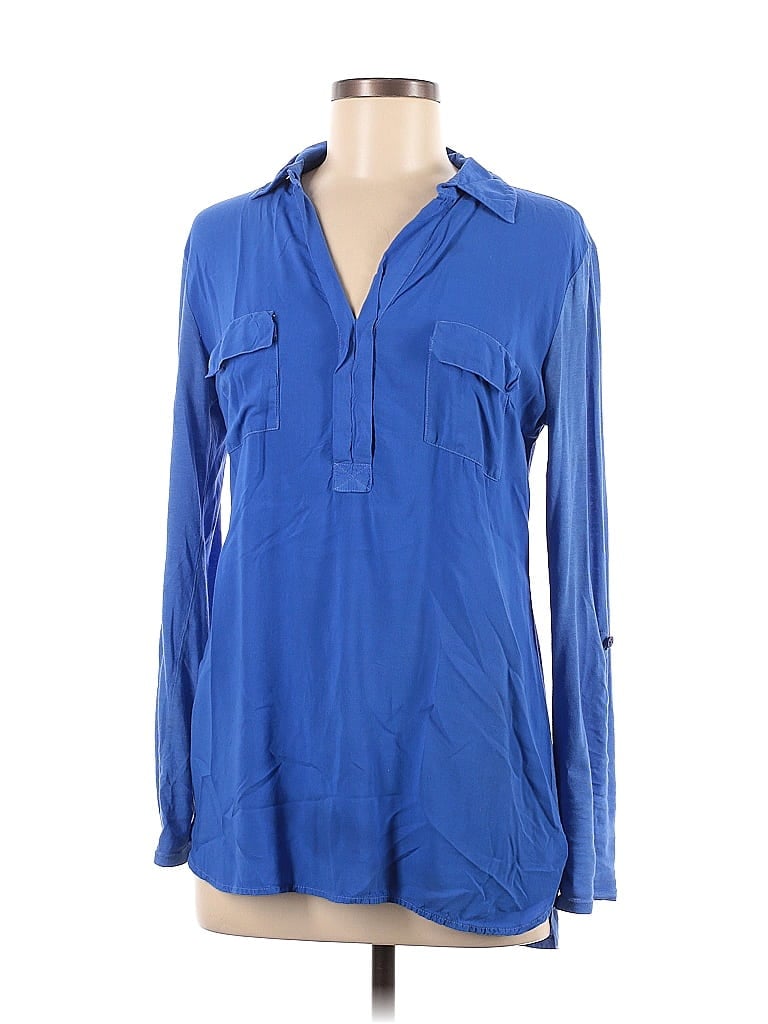 Pre-owned Splendid Long Sleeve Blouse In Blue