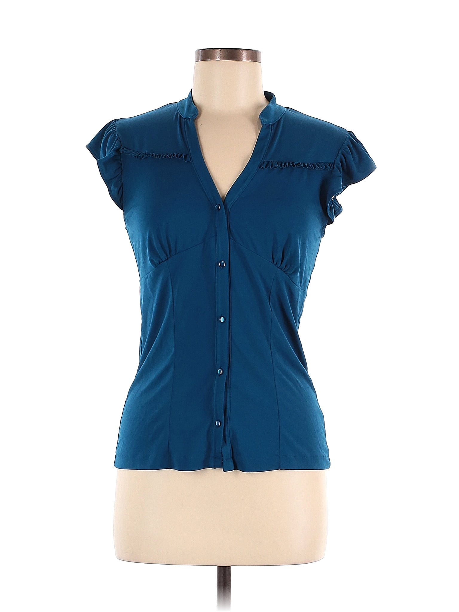 Merona Blue Short Sleeve Blouse Size M 40 Off Thredup