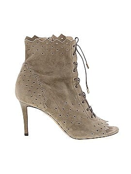 Jimmy Choo Dei Suede Peep-Toe Lace-Up Booties (view 1)