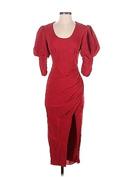 Self-Portrait Red Stretch Crepe Midi Cocktail Dress (view 1)