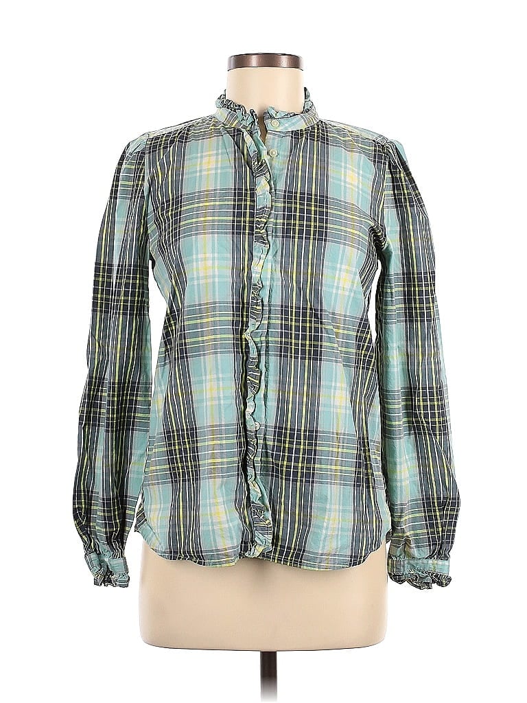 Pre-owned Ann Taylor Loft Long Sleeve Button Down Shirt In Green