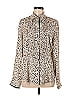 House of Harlow 1960 100% Silk Polka Dots Animal Print Ivory Long Sleeve Silk Top Size 9 - photo 1