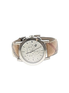 Burberry The City Silver Dial Haymarket Check Fabric Unisex Watch (view 1)