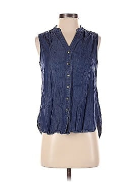 Kaari Blue Sleeveless Button-Down Shirt (view 1)