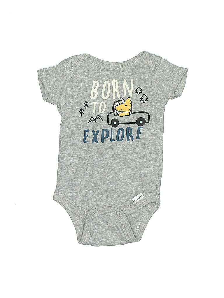 Gerber Graphic Gray Short Sleeve Onesie Size 0-3 mo - photo 1