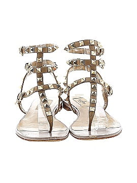 Valentino Rockstud Flat Leather Sandals (view 2)