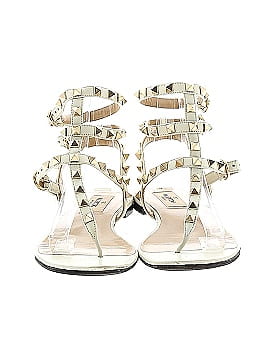 Valentino Leather Rockstud Flat Sandals (view 2)