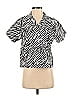 Lusana Animal Print Ivory Short Sleeve Blouse Size 4 - photo 1