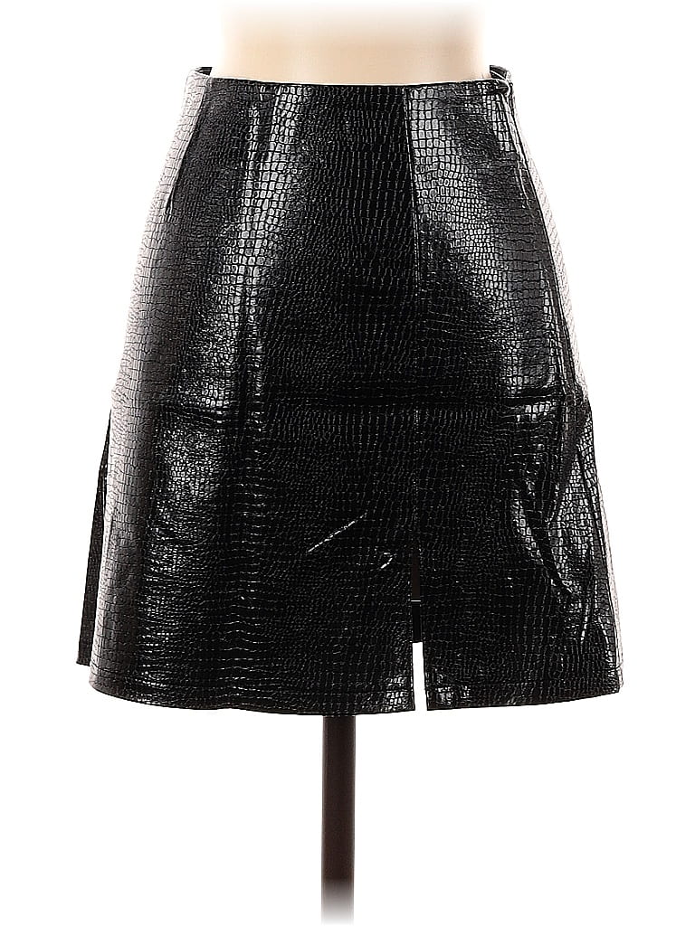 Pre-owned Asos Design Faux Leather Skirt In Black