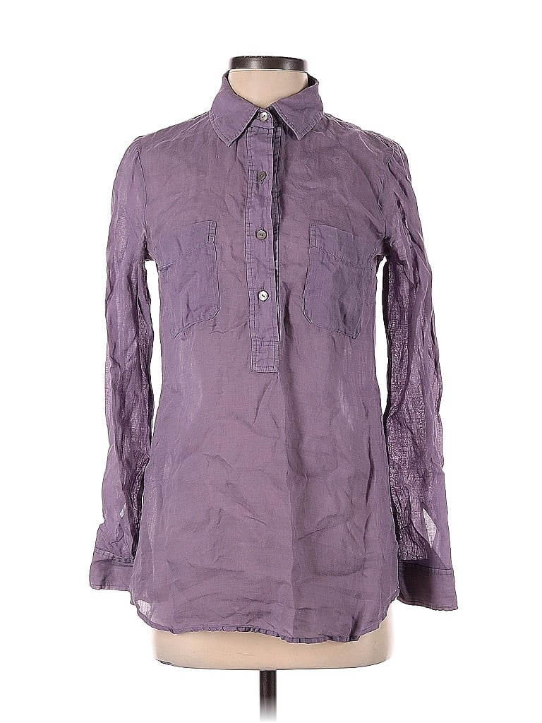 Pre-owned Theory Long Sleeve Button Down Shirt In Purple