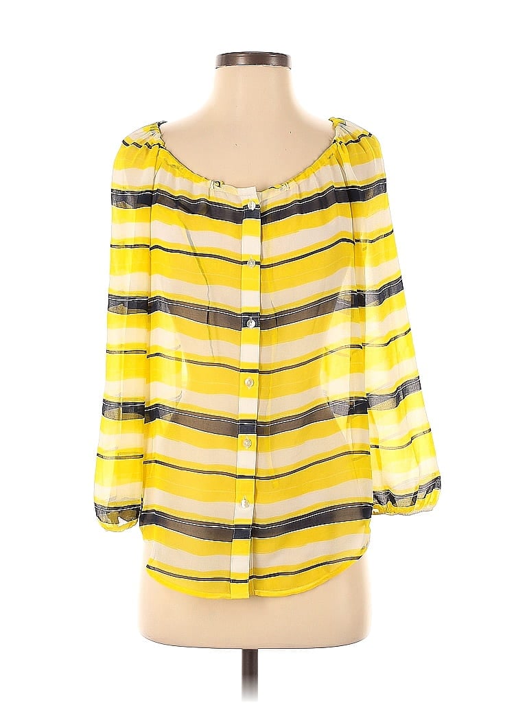 Pre-owned Ann Taylor 3/4 Sleeve Blouse In Yellow