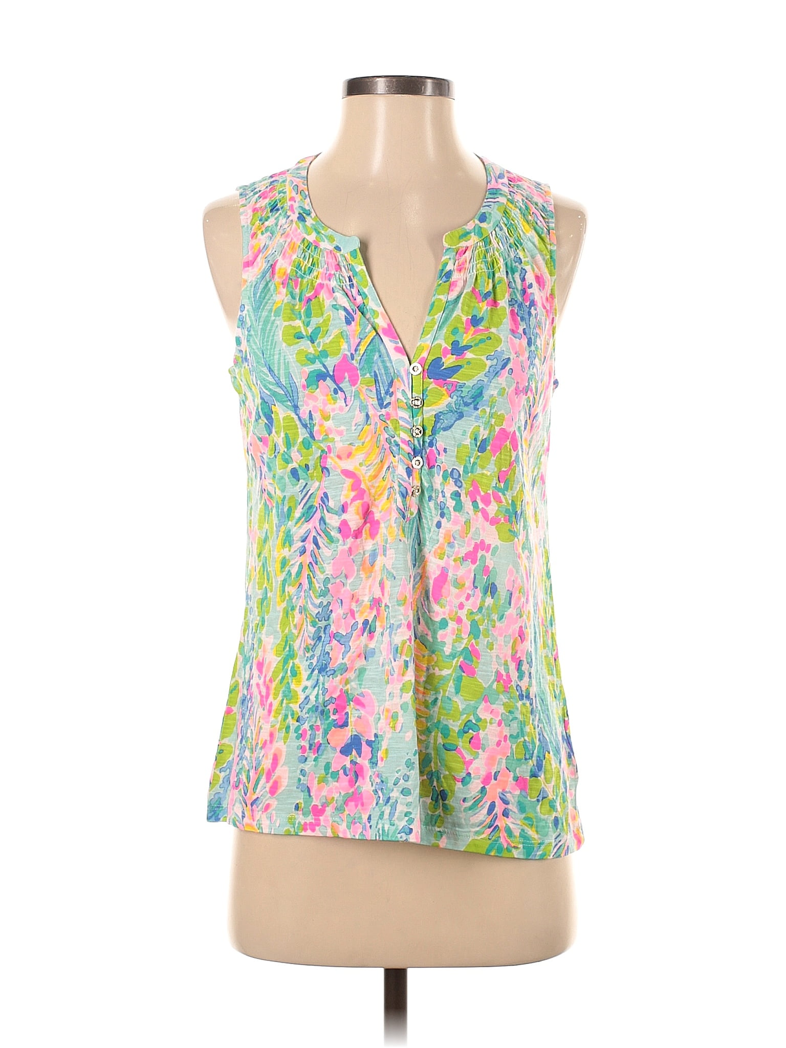 Lilly Pulitzer 100 Cotton Green Sleeveless Blouse Size S 69 Off