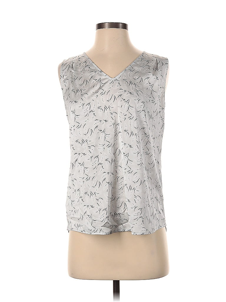 Ann Taylor Factory 100% Rayon Silver White Sleeveless Blouse Size S - photo 1