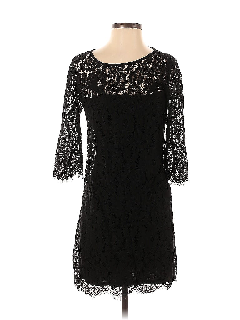 Pre-owned Hd In Paris 3/4 Sleeve Top Black Sweetheart Neckline Tops