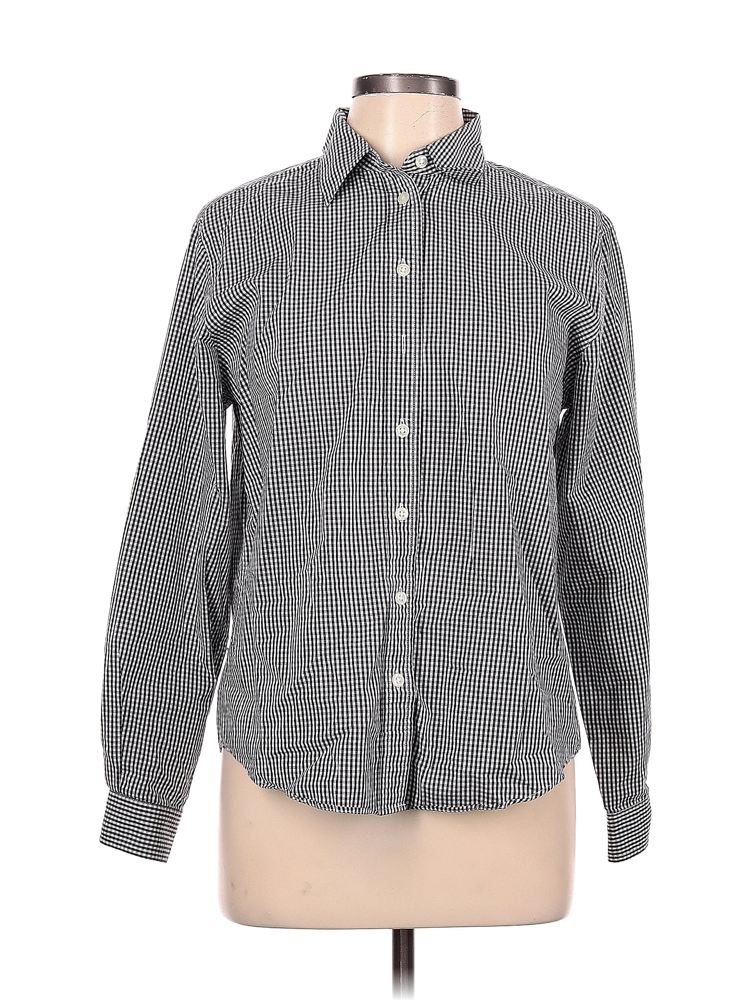 Talbots Houndstooth Checkered-gingham Gray Long Sleeve Button-Down ...