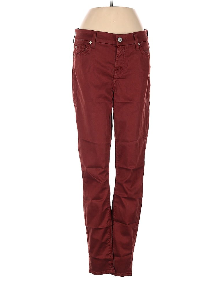 Pre-owned 7 For All Mankind Jeans In Burgundy