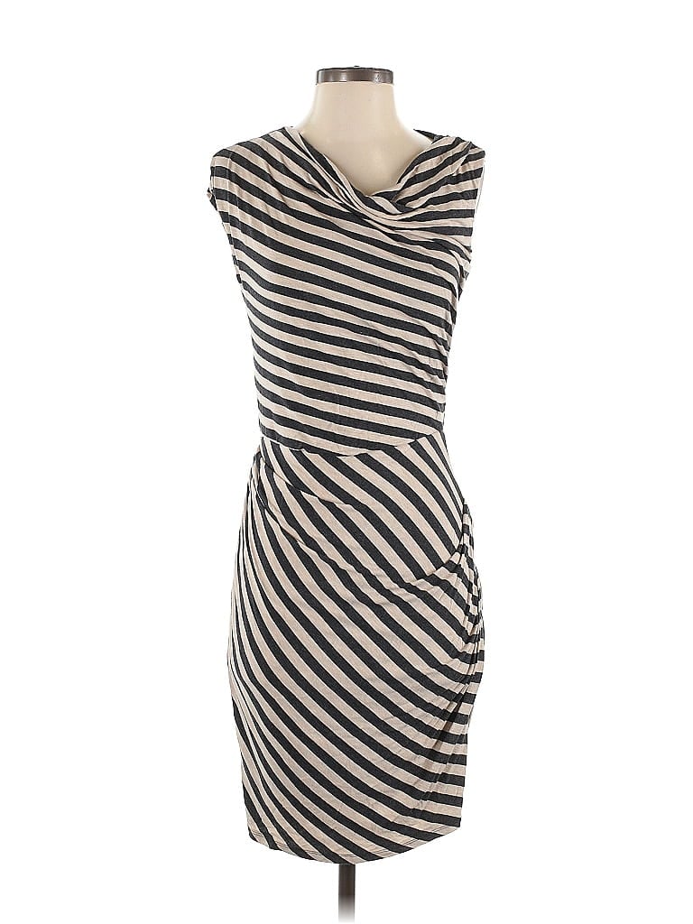 Bordeaux Stripes Gray Black Casual Dress Size XS - photo 1