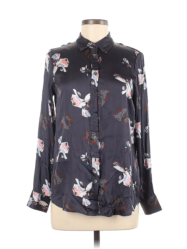 Pre-owned Banana Republic Long Sleeve Blouse In Gray