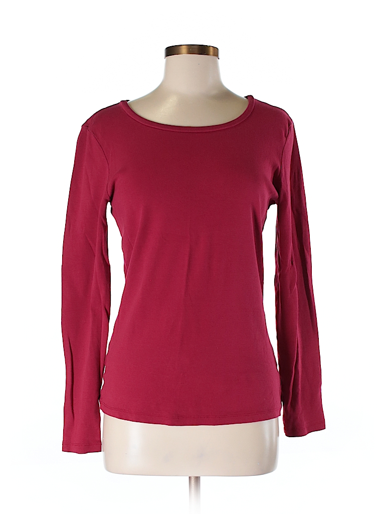 SONOMA life + style 100% Cotton Solid Red Long Sleeve T-Shirt Size M ...