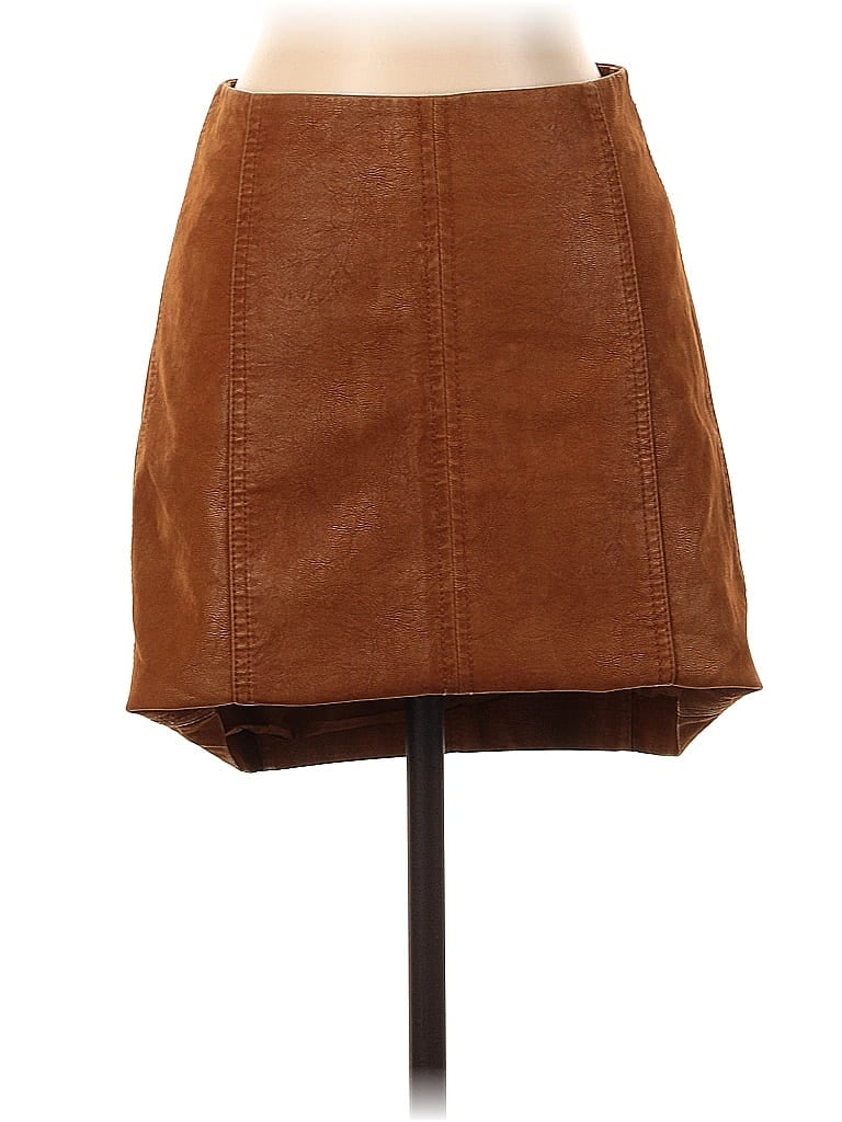 Click to view more detailed imagery on our partner's website Pre-owned Free People Faux Leather Skirt In Orange