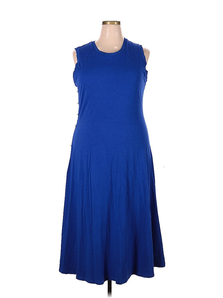 Lauren By Ralph Lauren Solid Blue Casual Dress Size Xxl - 70% Off 