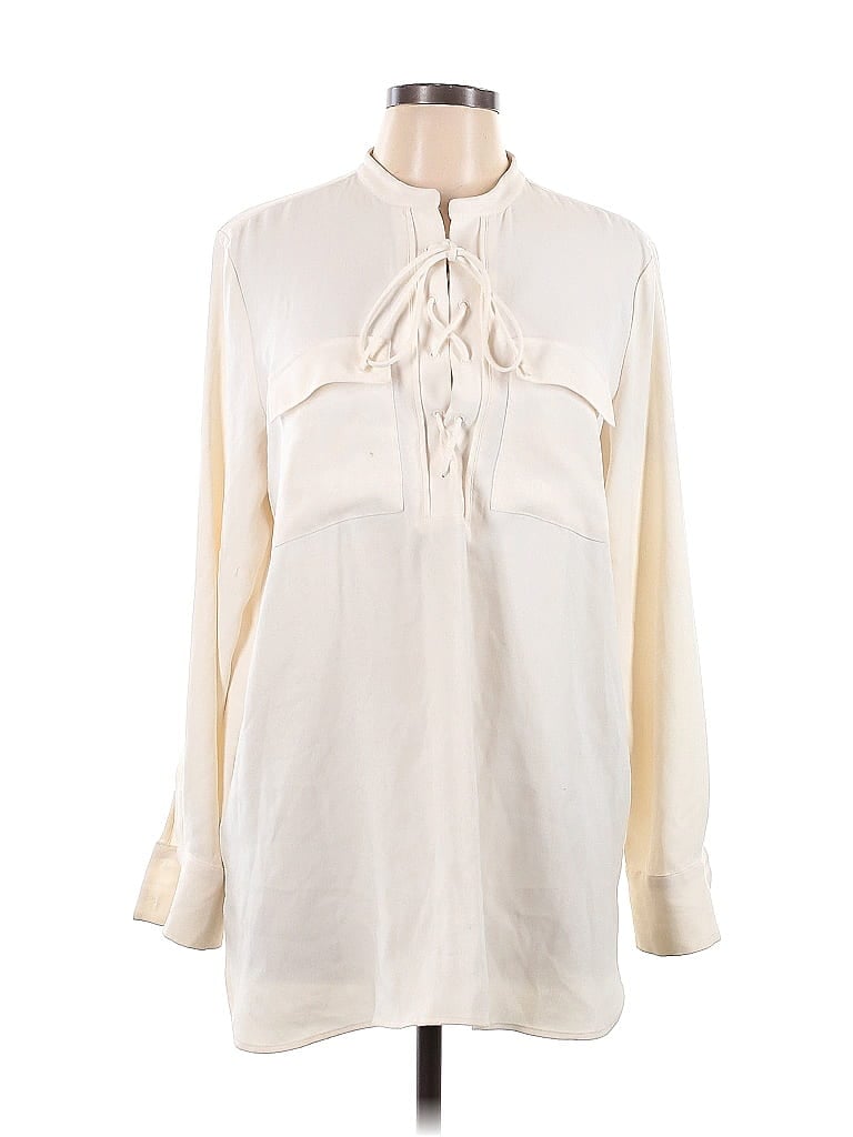 Ann Taylor 100% Polyester Ivory Long Sleeve Blouse Size L - photo 1