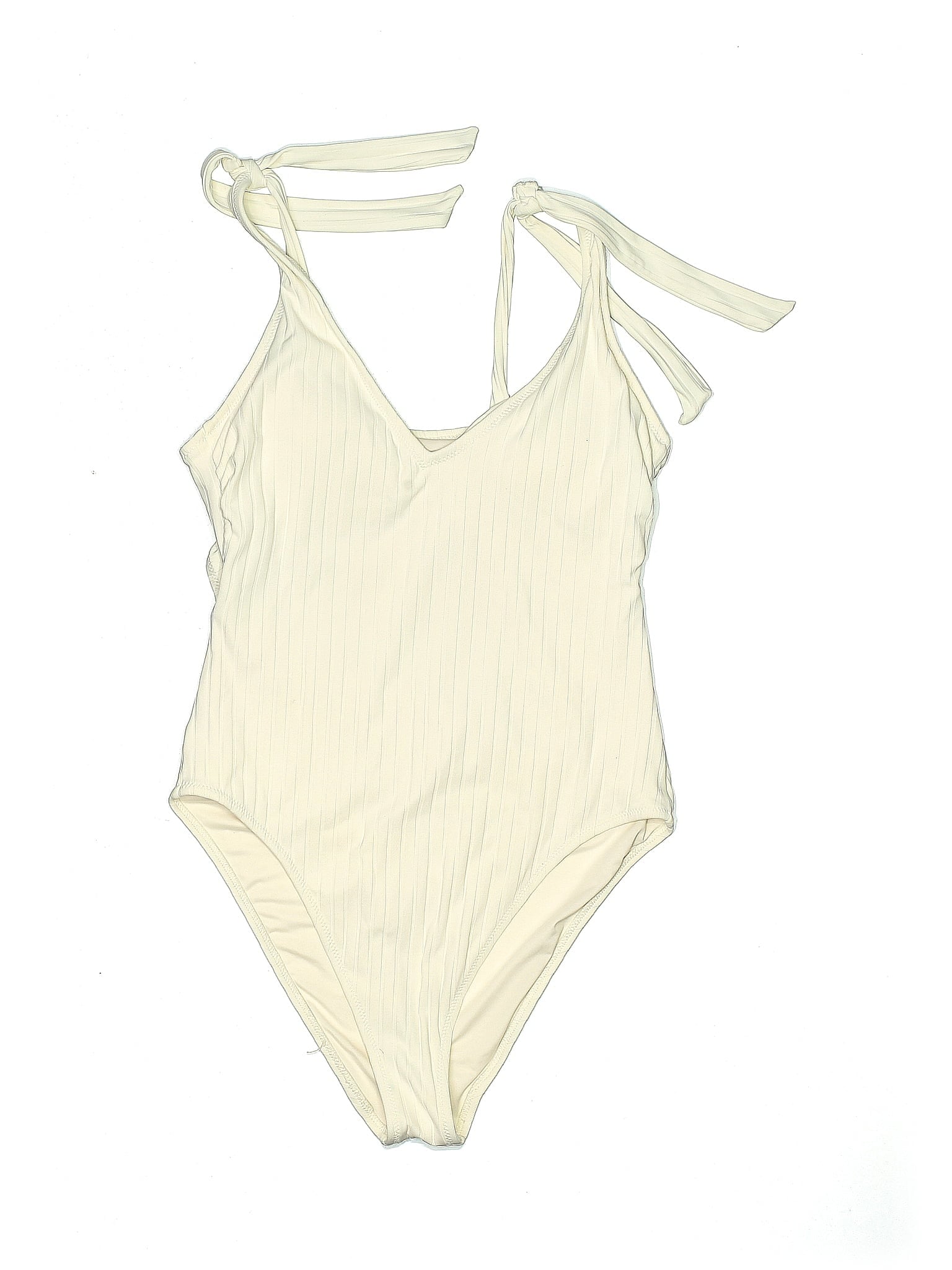 Shade & Shore Solid Chevron-herringbone Stripes Ivory One Piece