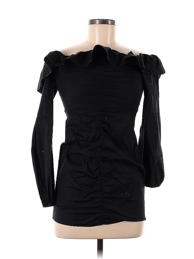 Pre-owned Tularosa Long Sleeve Top Black One Shoulder Neckline Tops