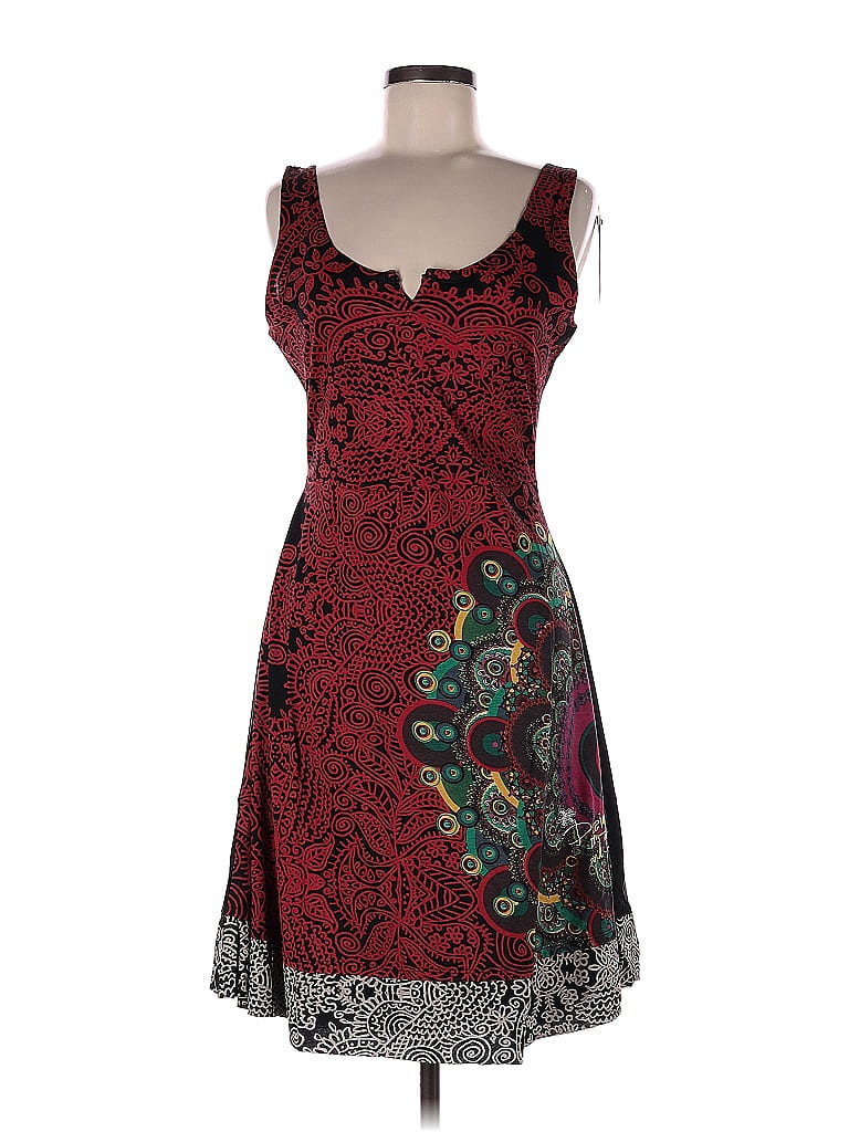 Desigual Damask Paisley Baroque Print Batik Brocade Burgundy Cocktail ...