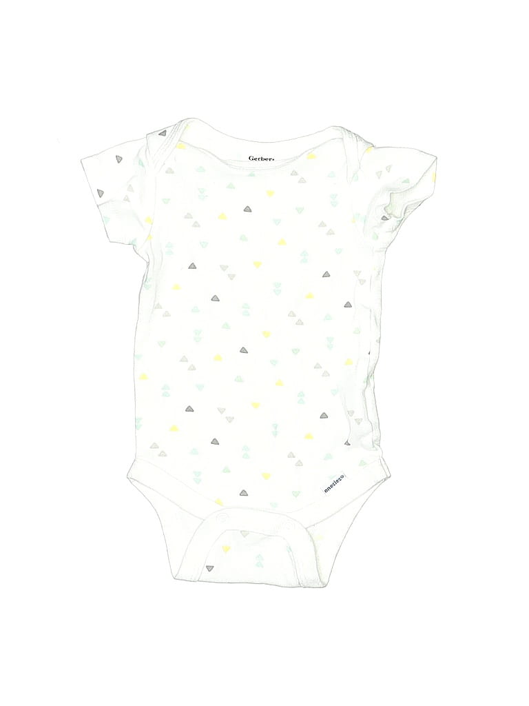 Gerber 100% Cotton Stars Graphic White Ivory Short Sleeve Onesie Size 0-3 mo - photo 1