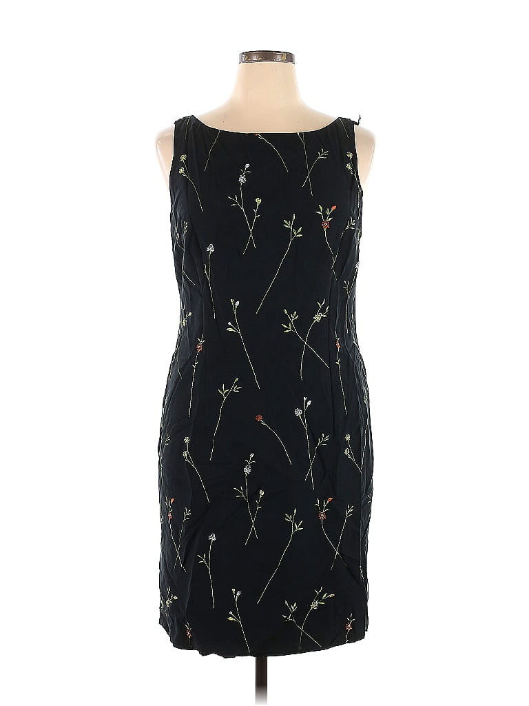 Casual Corner Annex 100 Silk Graphic Black Cocktail Dress Size 16 60