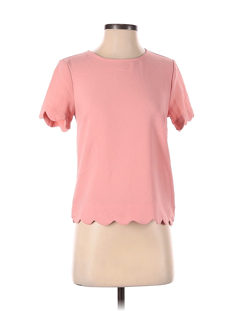 Pre-owned Monteau Short Sleeve Top Pink Keyhole Neckline Tops
