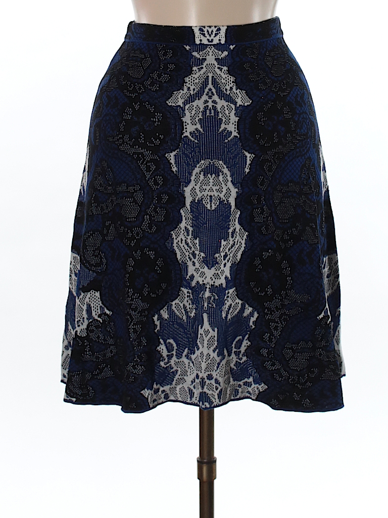 BCBGMAXAZRIA Print Dark Blue Silk Skirt Size S - 78% off | ThredUp