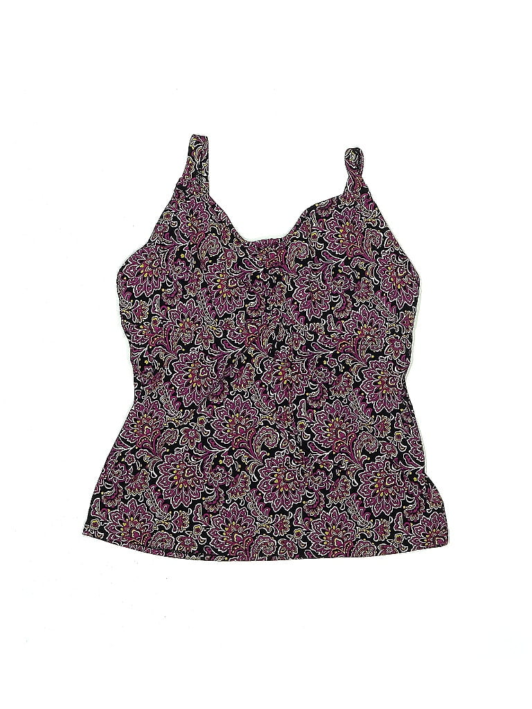Pre-owned Lands' End Swimsuit Top Purple Paisley Pattern Swimwear