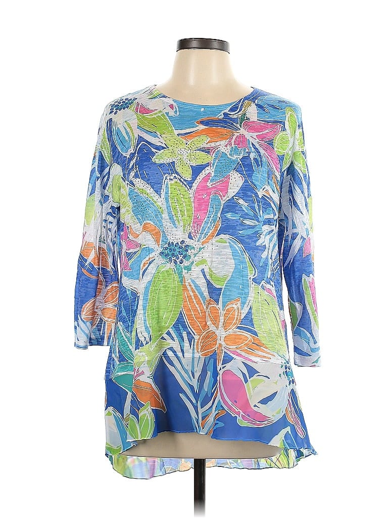 Jess & Jane Blue 3/4 Sleeve Blouse Size L - 73% off | ThredUp