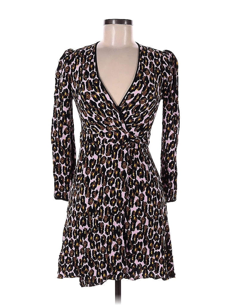 Diane von Furstenberg 100% Viscose Animal Print Brown Romper Size 0 - photo 1