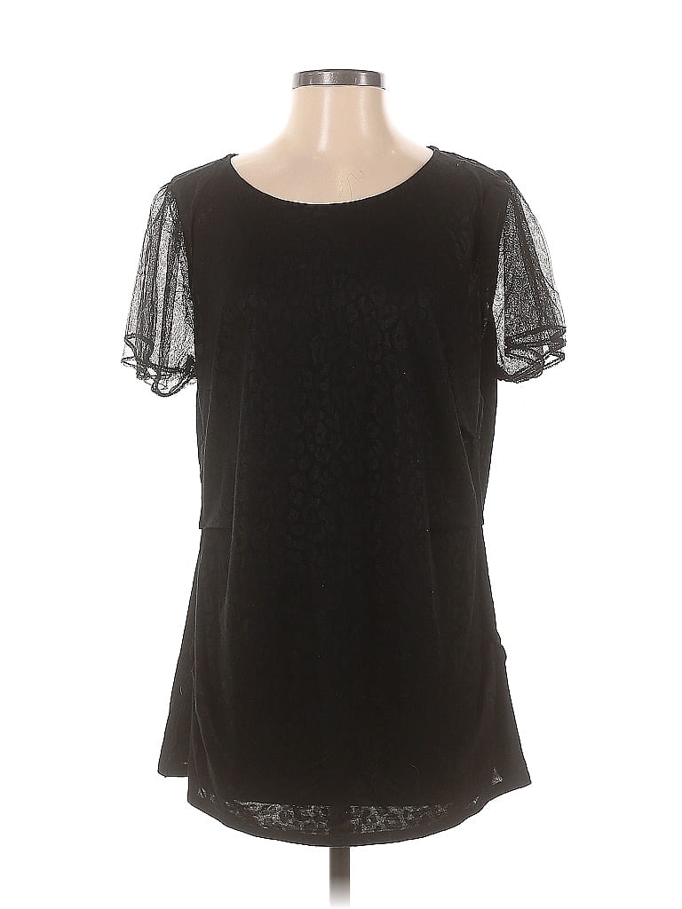 Pre-owned Elie Tahari Short Sleeve Top Black Cold Shoulder Neckline Tops