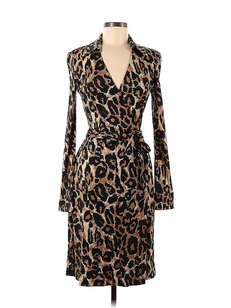 Diane von Furstenberg 100% Silk Tortoise Animal Print Leopard Print ...