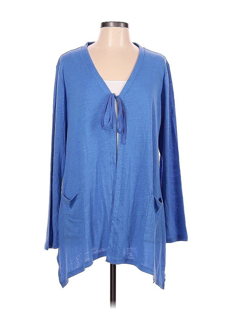 LOGO by Lori Goldstein Blue Cardigan Size L - 74% off | ThredUp