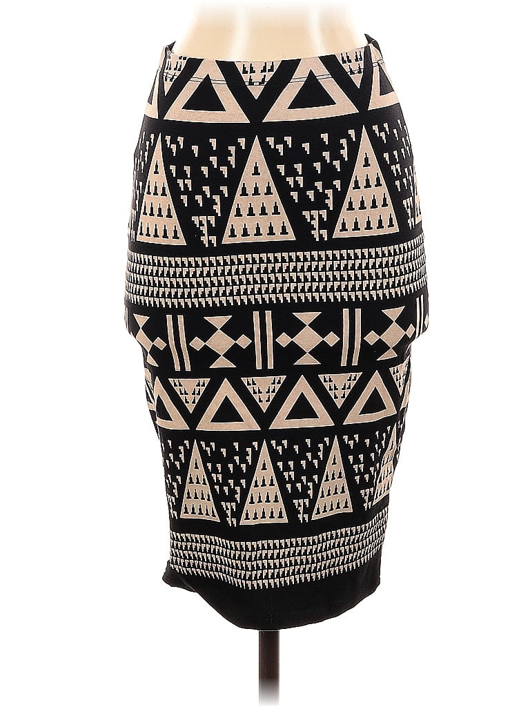 LA Banga USA Graphic Argyle Chevron-herringbone Black Casual Skirt Size S - photo 1