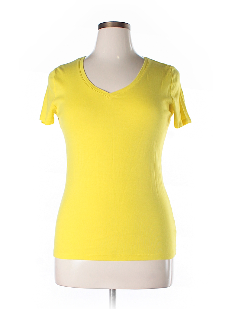 Merona 100% Cotton Solid Yellow Short Sleeve T-Shirt Size L - 37% off ...