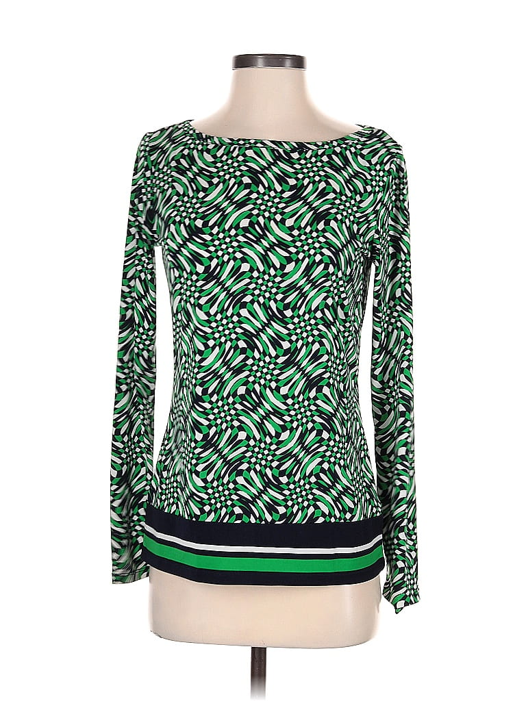 Michael Kors Womens Plaid Long Sleeve Top Regular Petite Green Size Small main image 0