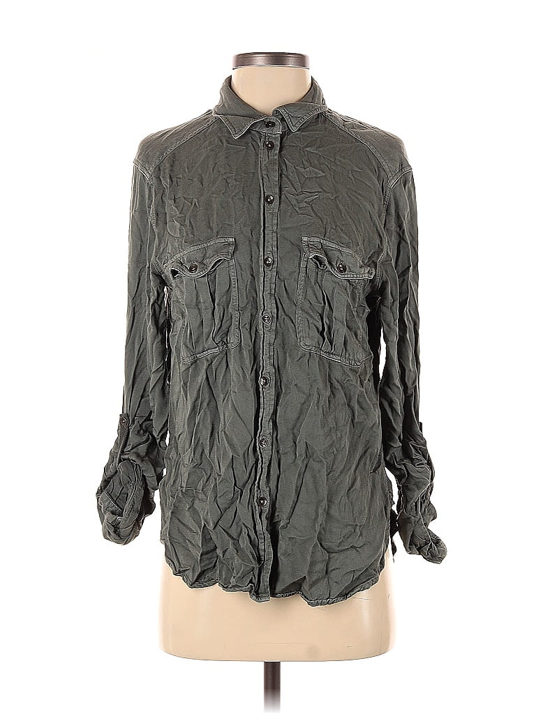 Pre-owned American Eagle Outfitters Long Sleeve Button Down Shirt In Gray