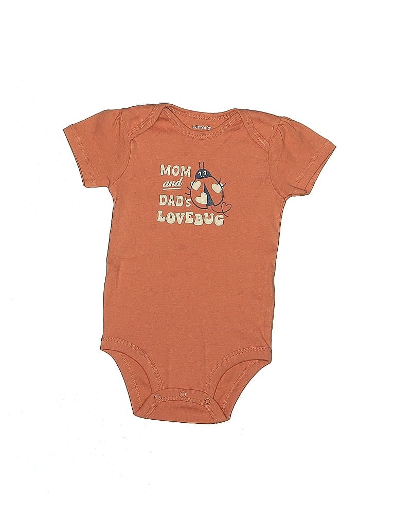 CARTER'S Pre-owned Babies' Short Sleeve Onesie In Brown