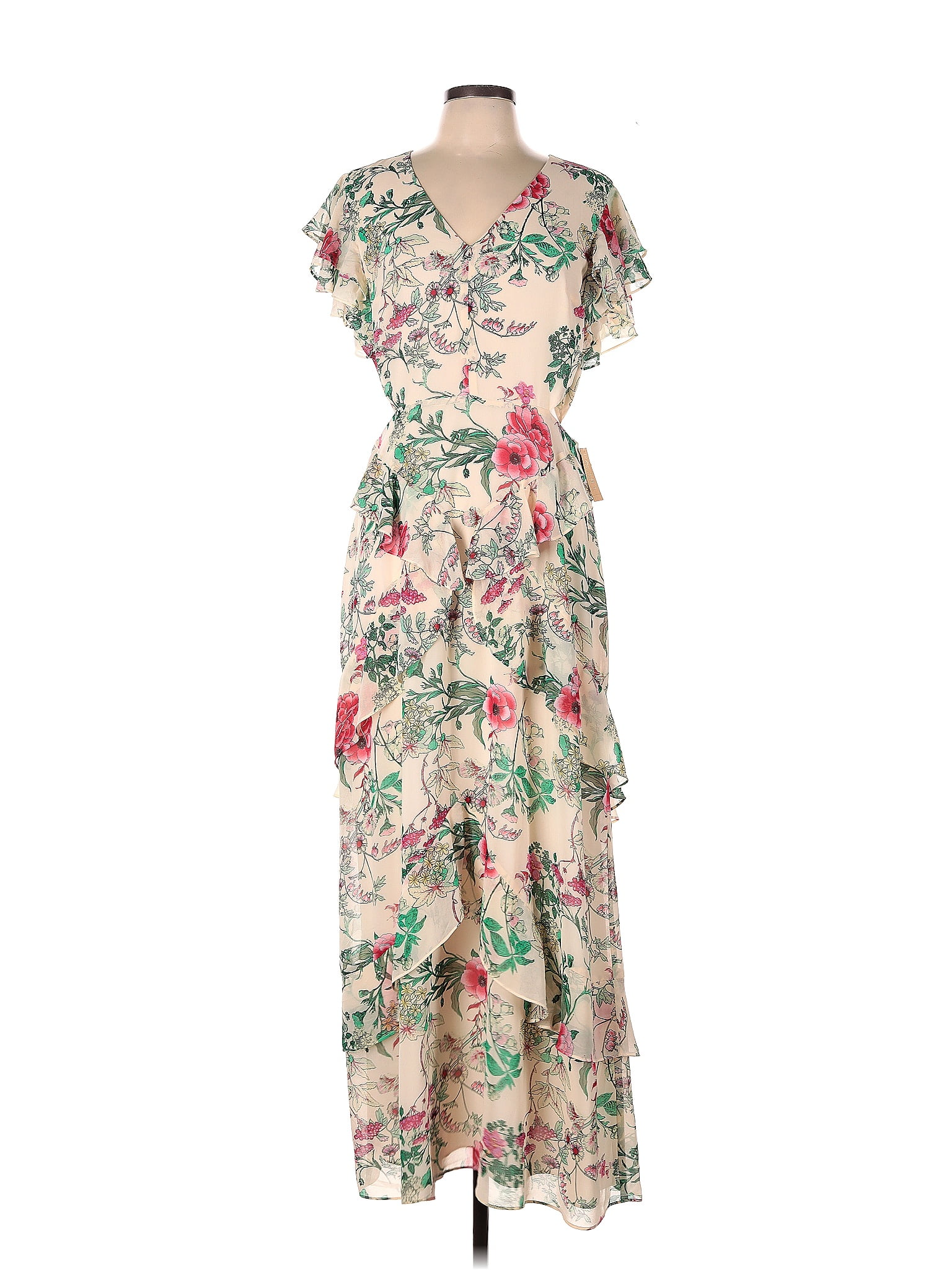 Rachel Rachel Roy 100 Polyester Floral Motif Floral Ivory Casual Dress